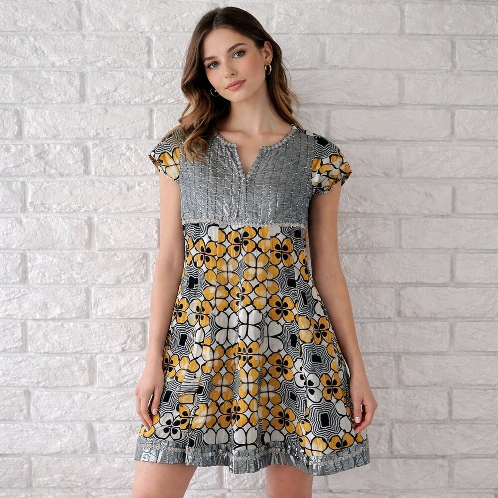 Phoebe Floral Mini Dress Size 2 Vintage Embroidered A-Line
